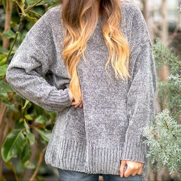 RYLEE Softest Chenille Sweater - ASH GREY - Picture 2 of 6